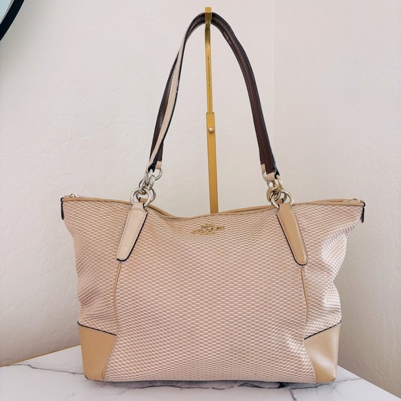Coach Ava Legacy Print Beige Tan Women's Tote Bag F28467 - Picture 1 of 14